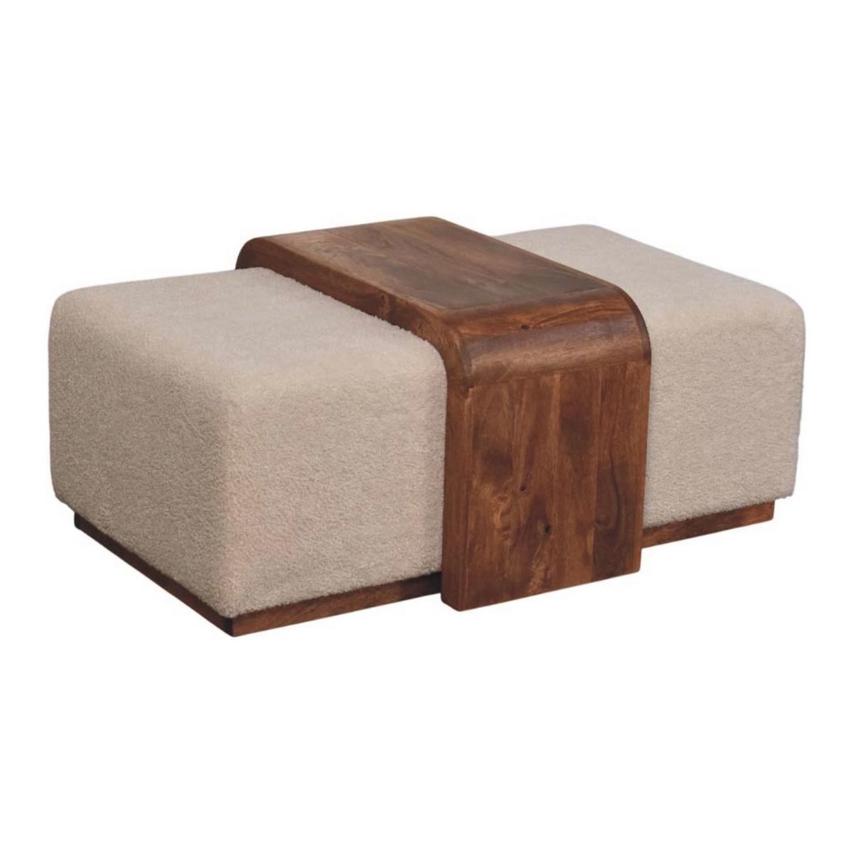 HOCKERBANK mit Honig-Karamell-Finish, 2 Duo-Sitze, braun - Braun, Holz (110/45/72cm) - Artisan Furniture