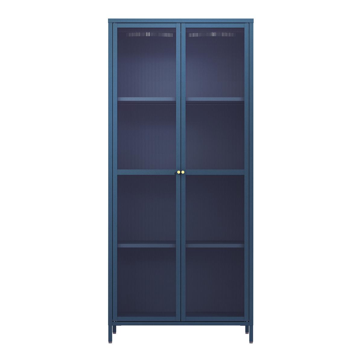 VITRINENSCHRANK Säkylä - Blau, Glas/Metall (80/180/35cm) - [en.casa]