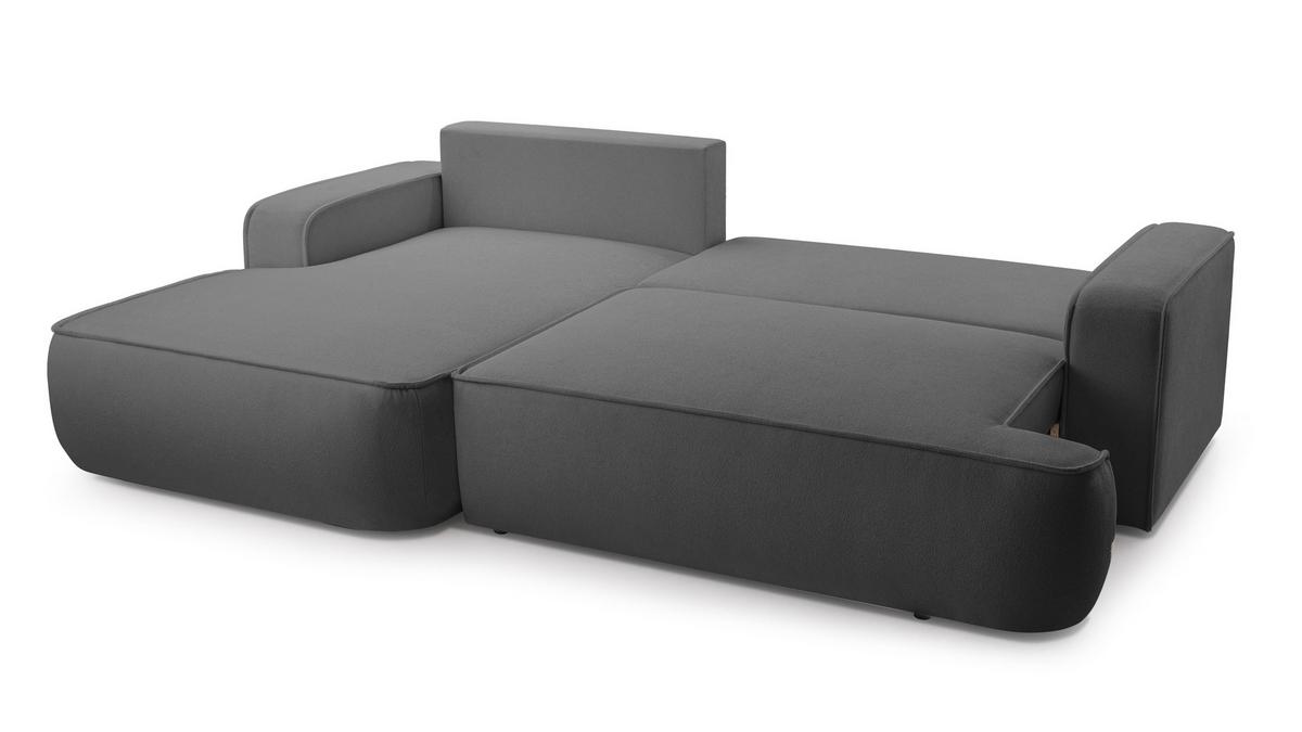 ECKSOFA L Form Ablia Dunkelgrau 267/168/87 cm mit Schlaffunktion L - Dunkelgrau/Schwarz, Kunststoff/Textil (168/267cm) - AX Living