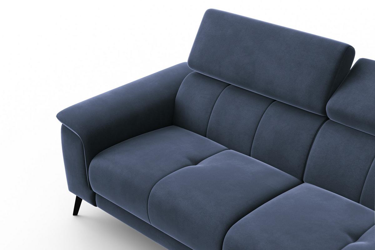 SOFA FIERO 3-Sitzer, Marineblauer Veloursstoff - Blau/Schwarz, Holz/Textil (212/82/103cm) - Courtois Laville