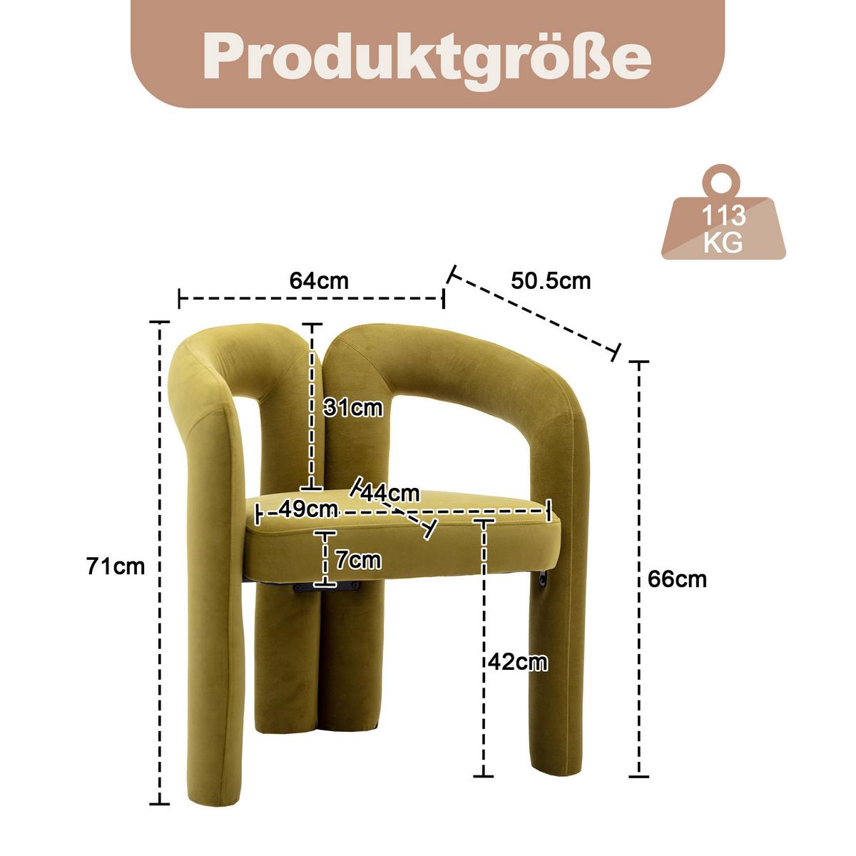 ESSZIMMERSTUHL 2er-Set Samt Sessel Modernes Design Holzbeine - Olivgrün, Textil (64/71/50.5cm) - Urban Meuble