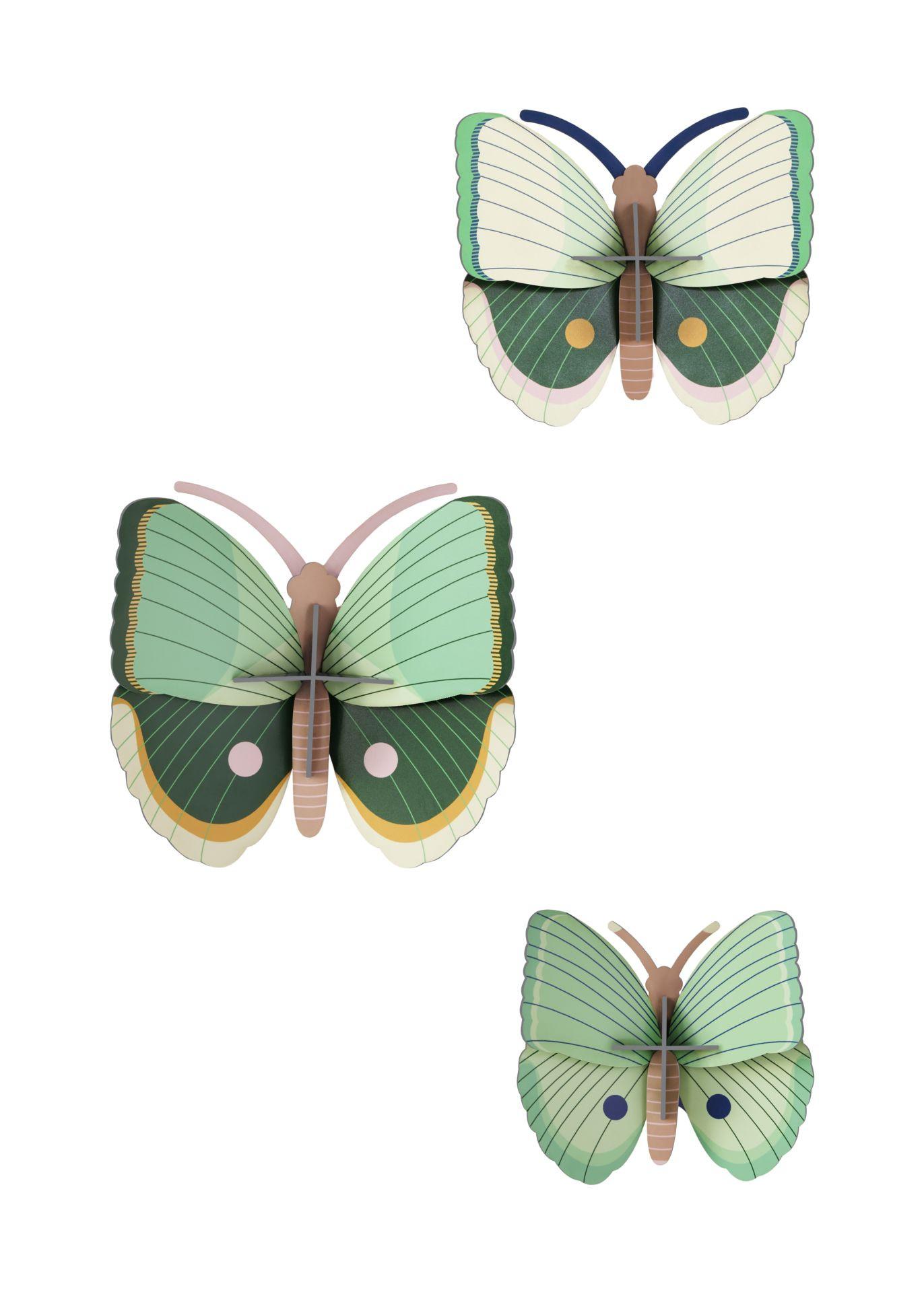 WANDDEKO Smaragd-Falters-Trio 5/13.5 cm - Multicolor, Wellpappe (5/13.5/13cm) - Studio Roof