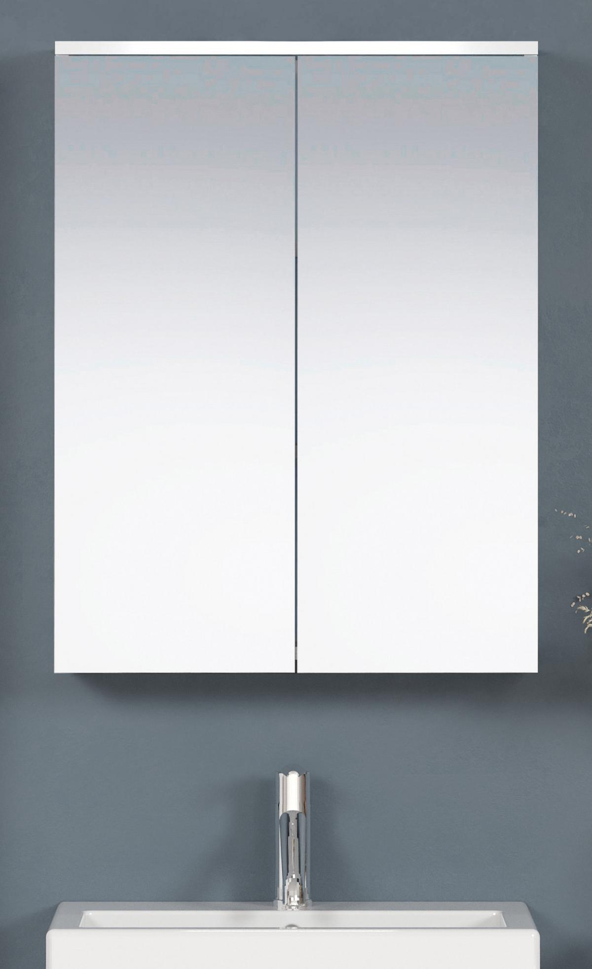 SPIEGELSCHRANK weiß 60 x 78 cm, Badschrank 2-türig - Silberfarben, Glas/Holzwerkstoff (60/78/18cm) - Top.Furn