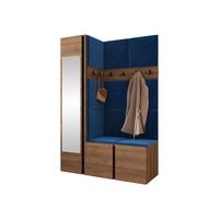 GARDEROBEN-SET Orion X - Blau/Nussbaumfarben, Holzwerkstoff/Kunststoff (124/186/46cm) - MIRJAN24