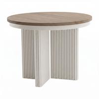 ESSTISCH Prestige runder Design-Tisch, ausziehbar Ø 100–180 cm, Walnuss+Kaschmir - Kaschmir/Walnussfarben, Metall (100/100/77cm) - Beautysofa