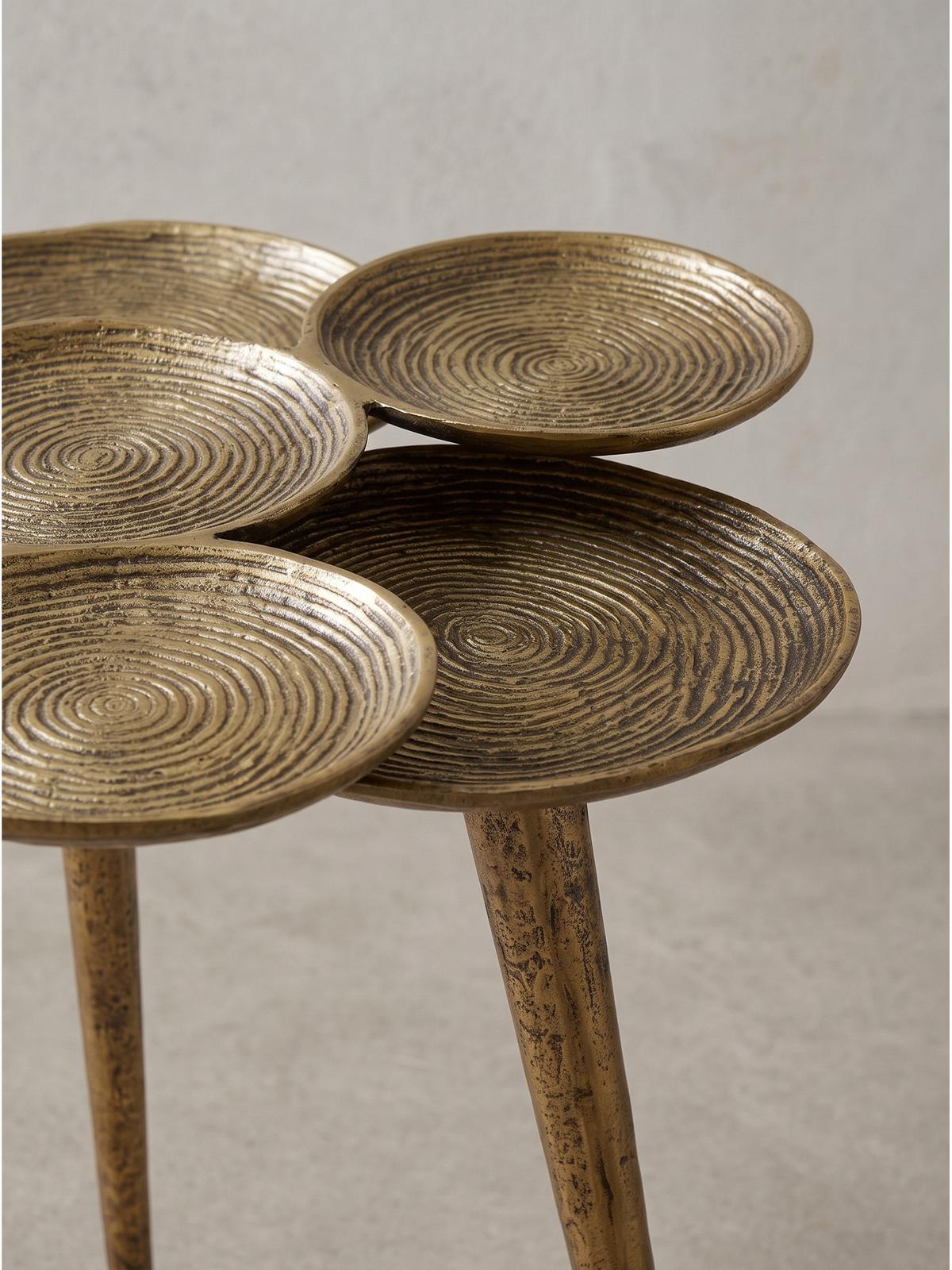 BEISTELLTISCH CARMONA, Aluminium, mit Ablagen, Gold, Ø 46 x 55 cm - Goldfarben, Metall (46/46/55cm) - KADIMA DESIGN