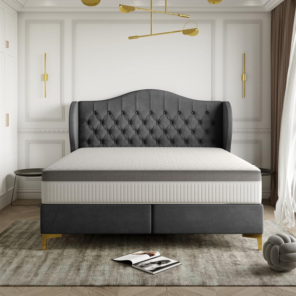 POLSTERBETT Pelagio In Whisper - Graphitfarben, Holzwerkstoff/Textil (140/200cm) - Fun Möbel
