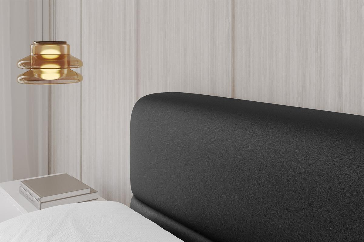 POLSTERBETT mit Bettkasten, Fußteil und Lattenrost, Boxbett mit Matratze H3/H4 - ENORA-Z-V1 180x200 Schwarz Kunstleder - Schwarz Hochglanz, Holzwerkstoff/Textil (180/200cm) - ALTDECOR