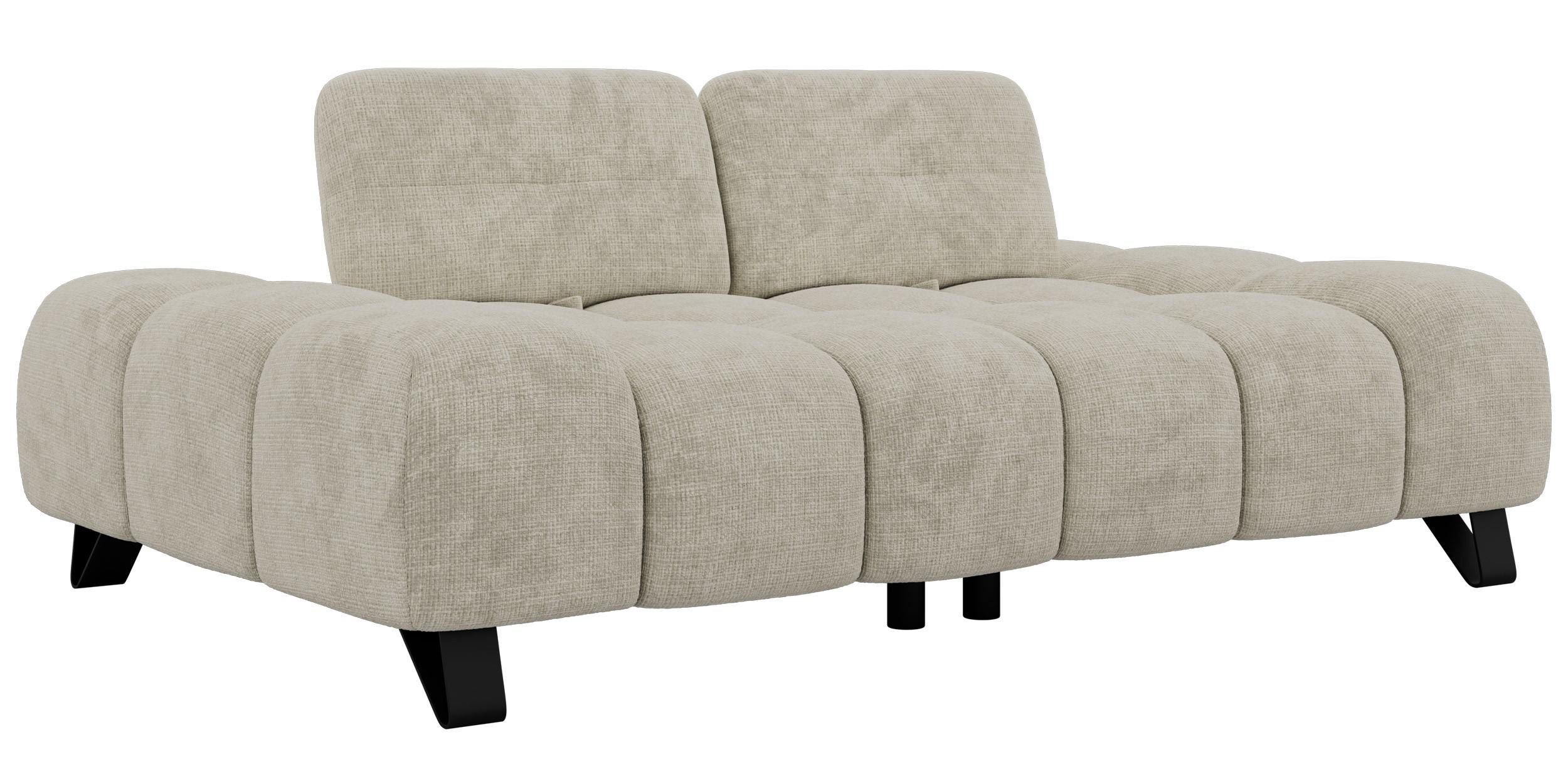 3-SITZER-SOFA NERANO - Creme Schenille - Creme/Schwarz, Textil/Metall (220/88/146cm) - MKS
