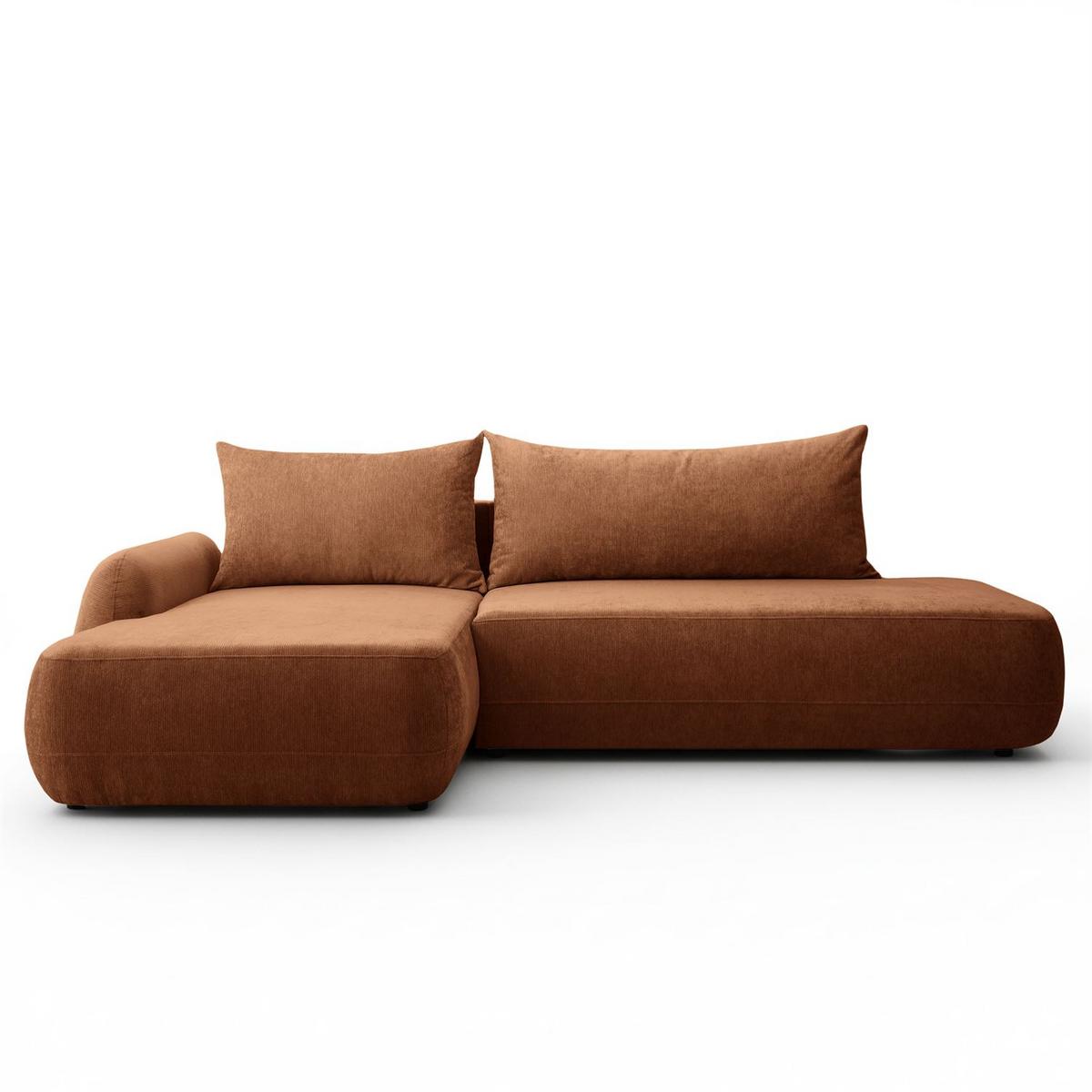 ECKSOFA GOYA mit Schlaffunktion und Bettkasten, Linke, Perfect Harmony 52 - Rotbraun, Textil (184/302cm) - Lookway