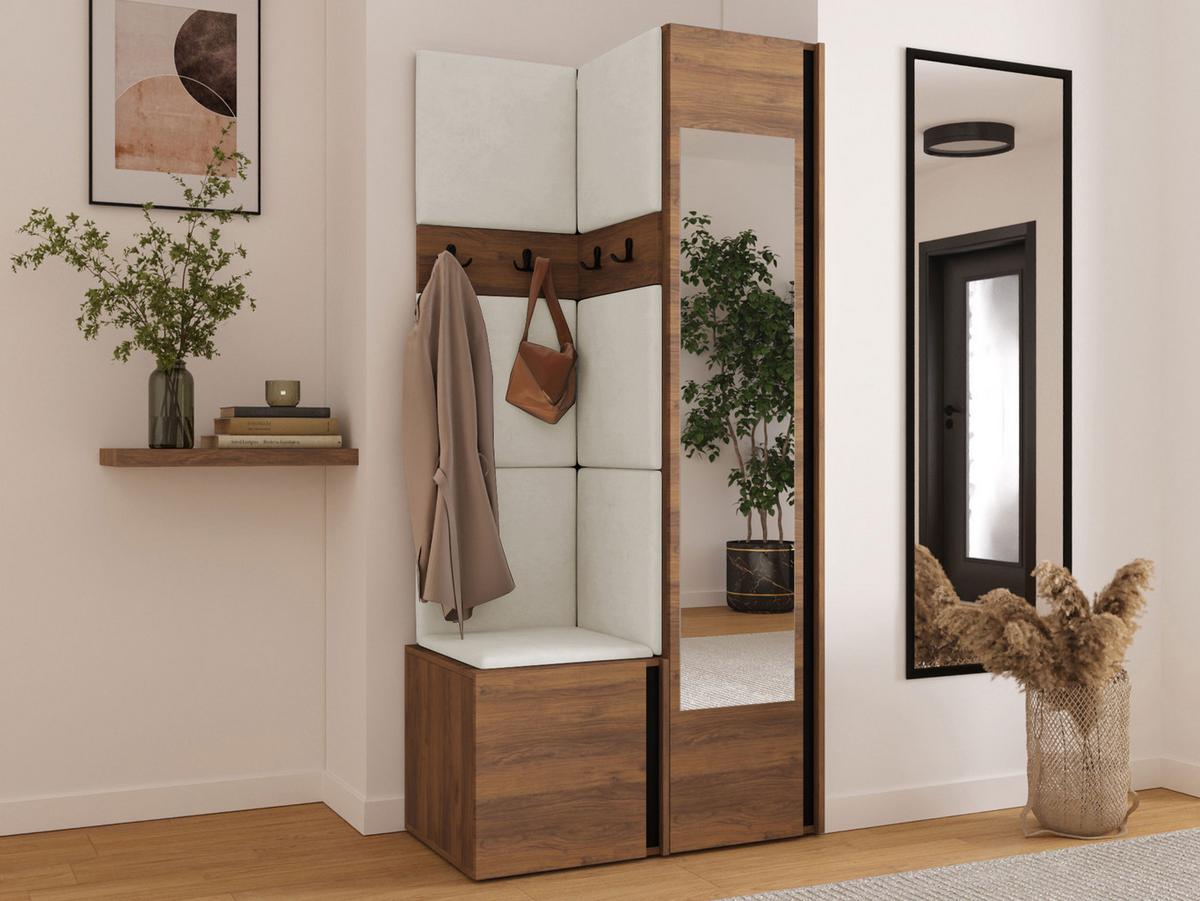 GARDEROBEN-SET Orion XXV - Beige/Nussbaumfarben, Holzwerkstoff/Kunststoff (82/186/46cm) - MIRJAN24
