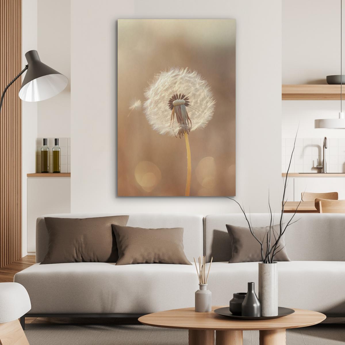 AKUSTIKBILD Löwenzahn - Beige - Natur - Blume Wanddeko 70x100 cm - Hellbraun, Kunststoff (70/100/0.9cm) - MuchoWow
