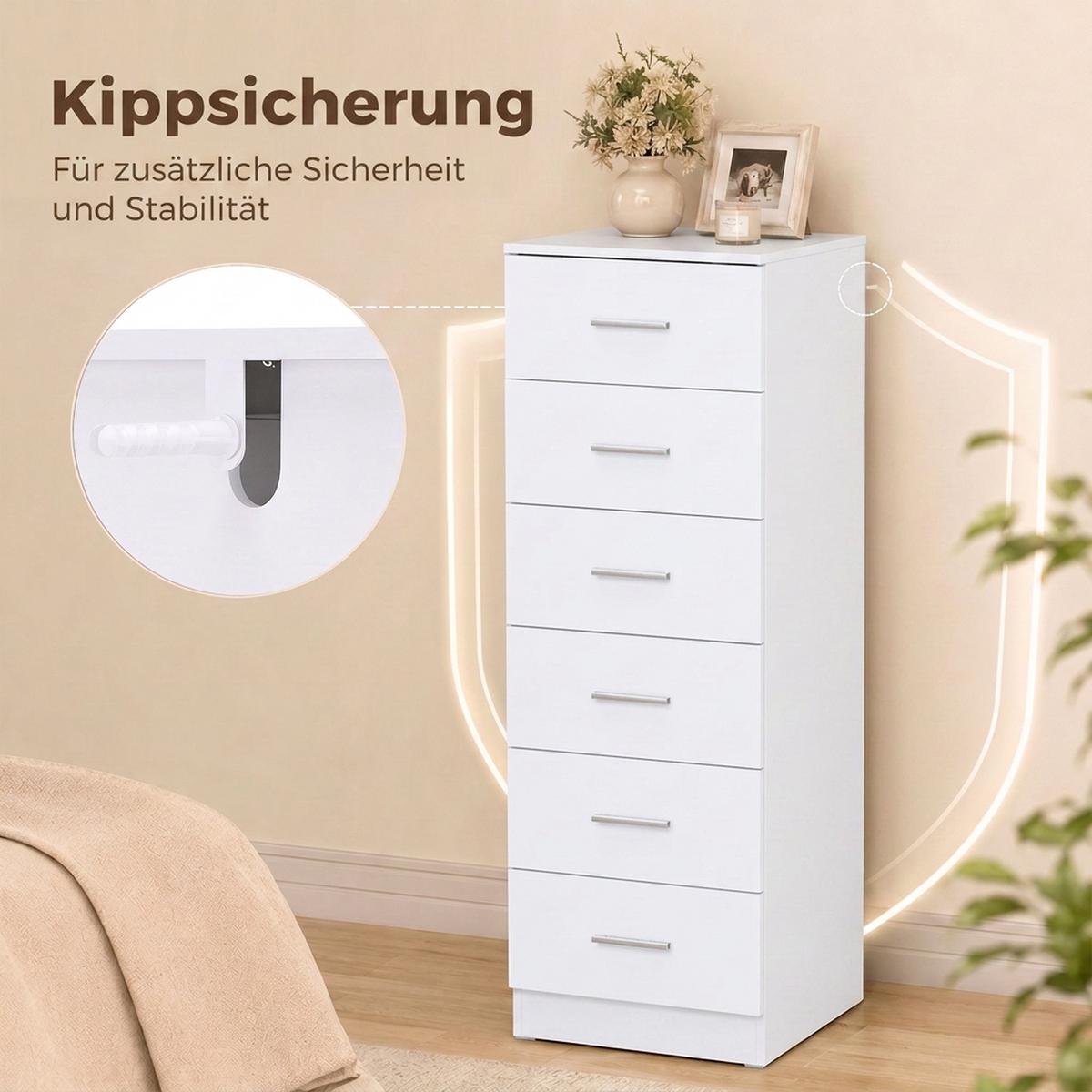 KOMMODE MDF Weiß - Silberfarben/Weiß, Holzwerkstoff/Kunststoff (40/110/40cm) - HOMCOM
