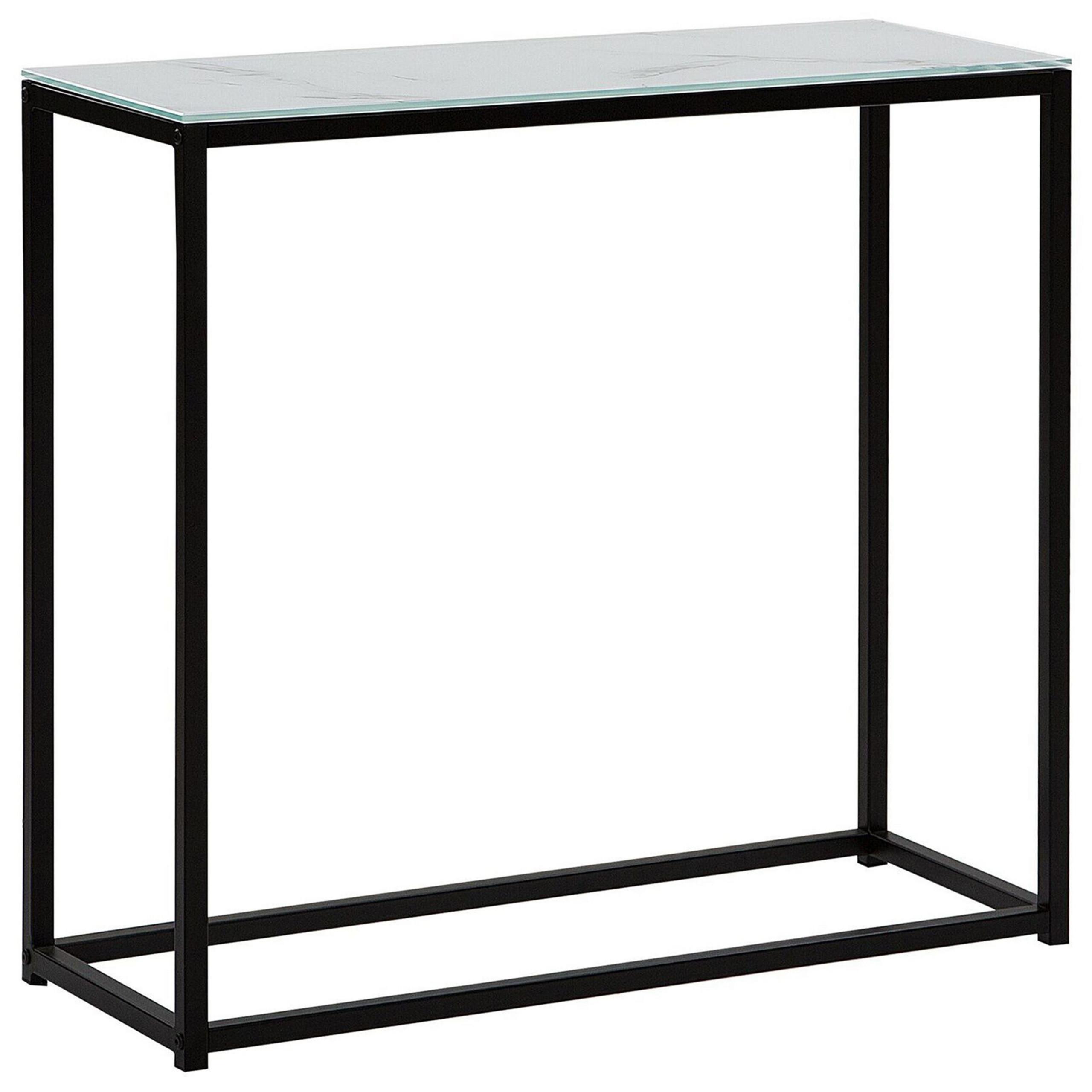 KONSOLENTISCH Marmor Optik weiß/schwarz Delano - Schwarz/Weiß, Glas (30/80/76cm) - Beliani