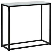 KONSOLENTISCH Marmor Optik weiß/schwarz Delano - Schwarz/Weiß, Glas (30/80/76cm) - Beliani