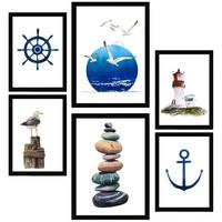 POSTER Set Mit 6 Meereskomposition A3 & A4 Schwarzer Rahmen - Schwarz, Papier (29/3cm) - Nacnic