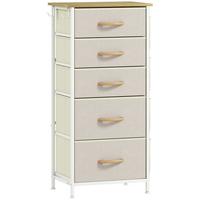 KOMMODE mit 5 Schubladen aus Vliesstoff Beige - Beige/Naturfarben, Holz/Textil (30/94.5/45cm) - HOMCOM