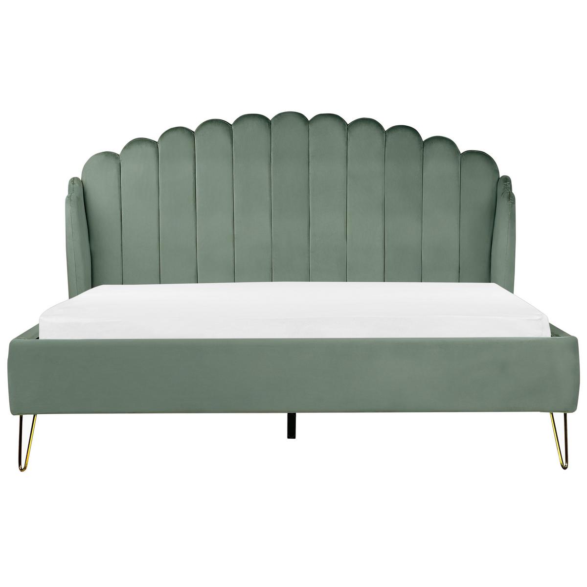 BETT mit Lattenrost 180/200 cm Samtstoff Grün Ambillou - Grün, Textil (180/200cm) - Beliani