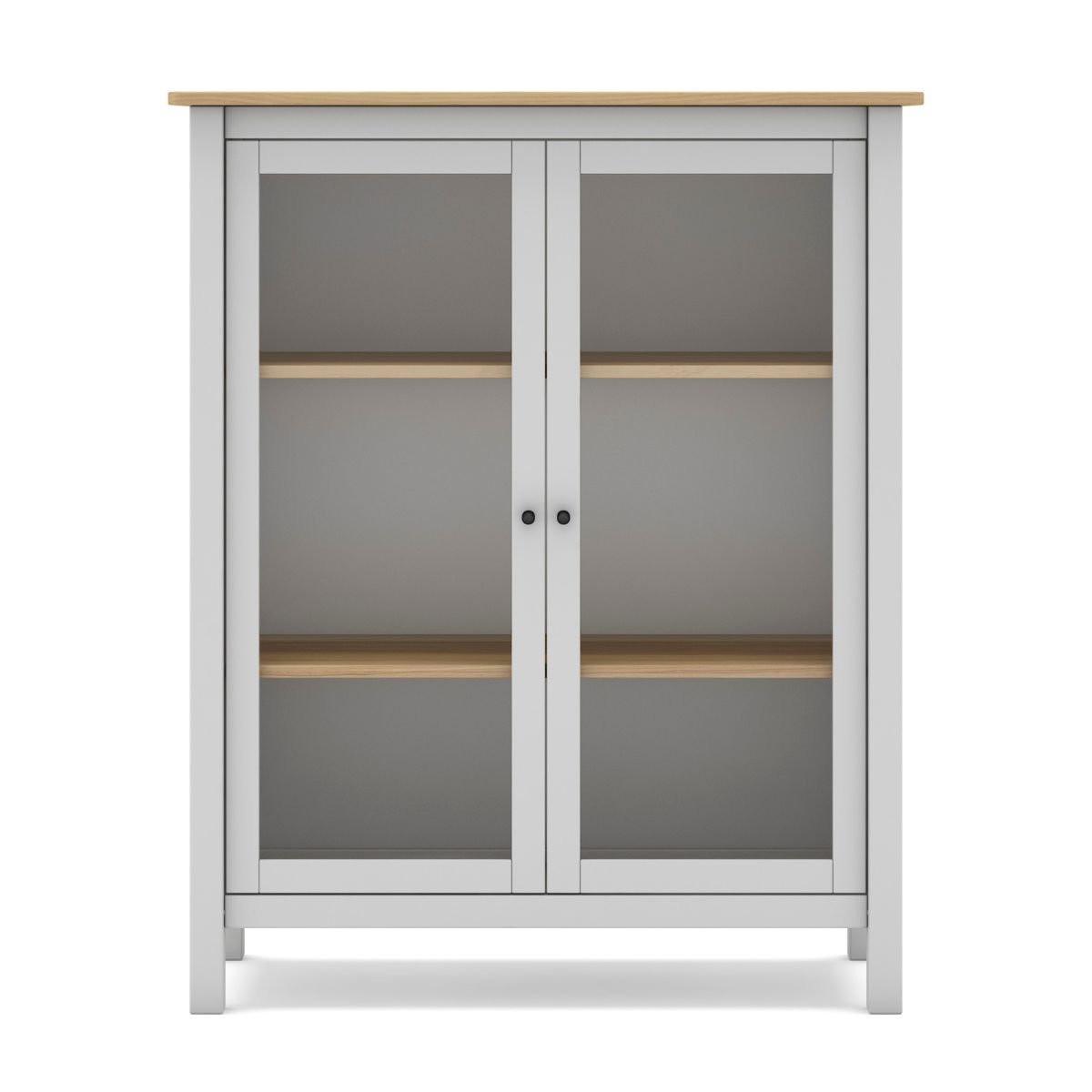 VITRINE 2 Türen L90 x H110 cm - Misti - Weiß, Holz (40/110/90cm) - Calicosy