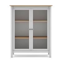VITRINE 2 Türen L90 x H110 cm - Misti - Weiß, Holz (40/110/90cm) - Calicosy