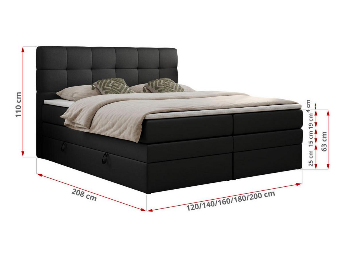 BOXSPRINGBETT LUKA KING 180/200 Schwarz Kunstleder - H3 - Schwarz, Holz/Textil (180/200cm) - MKS