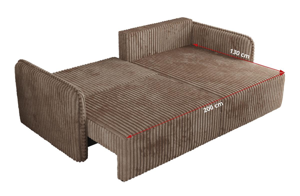 ECKSCHLAFSOFA MESTO L Braun Cord - links - Schwarz/Braun, Kunststoff/Textil (227/147cm) - MKS
