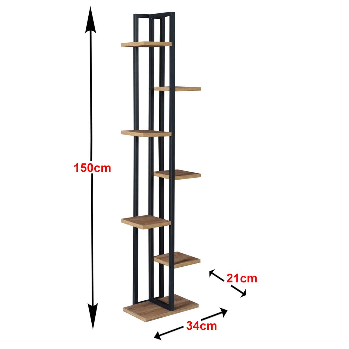 STANDREGAL Somero - Walnussfarben/Schwarz, Holzwerkstoff/Metall (34/150/21cm) - [en.casa]