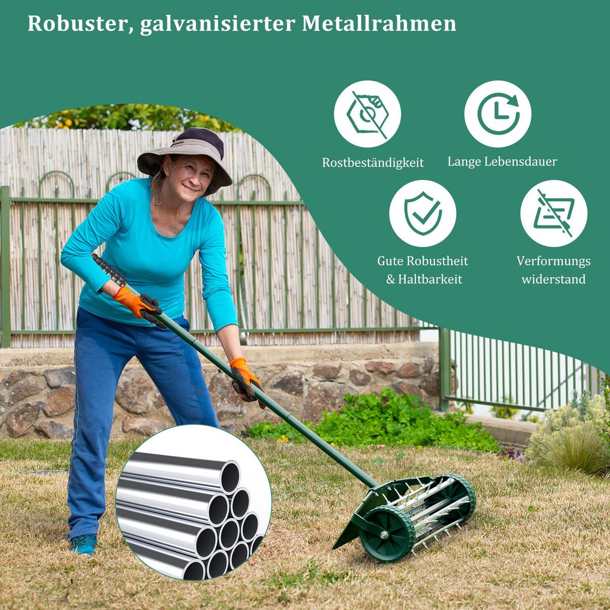 LÜFTERWALZE Dunkelgrün - Dunkelgrün, Metall (43/127/20cm) - COSTWAY