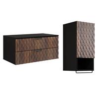 WASCHTISCHUNTERSCHRANK 81cm Nevia 2er-Set Holz und Schwarz - Schwarz, Holzwerkstoff (81/40/48cm) - Petits-meubles