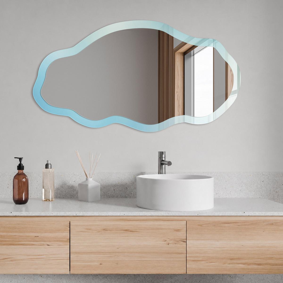 SPIEGEL 90x45 cm asymmetrisch mit Druck - Himmlischer Traum - Transparent, Glas (45/90/0.4cm) - TULUP