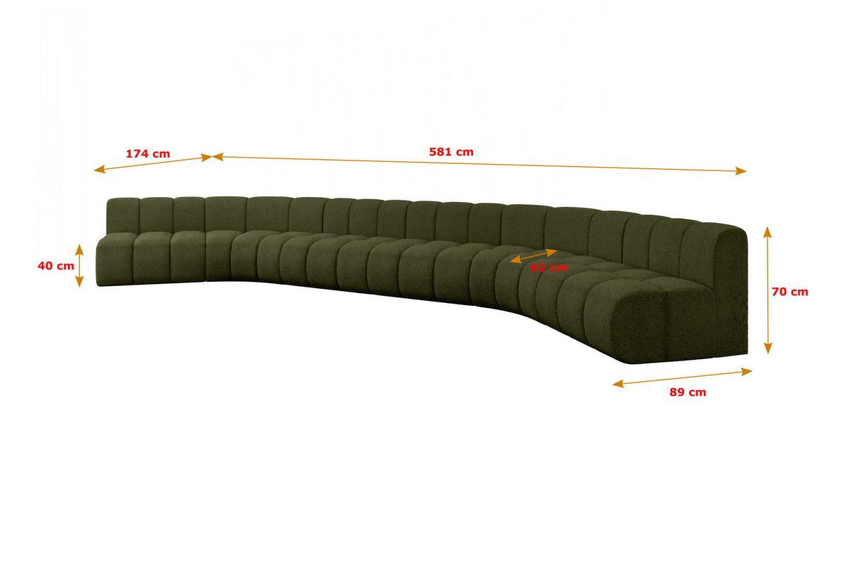 WOHNLANDSCHAFT modulares Sofa Montra-U2 - 581x174x70 cm Grün - Grün, Holzwerkstoff/Textil (581/70/174cm) - ALTDECOR