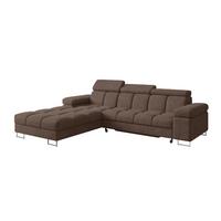 ECKSOFA mit Schlaffunktion Ottomane Links 271x203x79 Braun Velours - Braun, Holzwerkstoff/Textil (271/203cm) - ALTDECOR