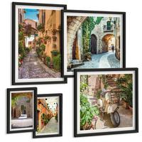 BILDER SET 5er Set - 50x50 cm & 20x30 cm & 40x60 cm Schwarzer Rahmen - Porträts von Frauen mit Lippen - Schwarz, Kunststoff (40/60cm) - TULUP