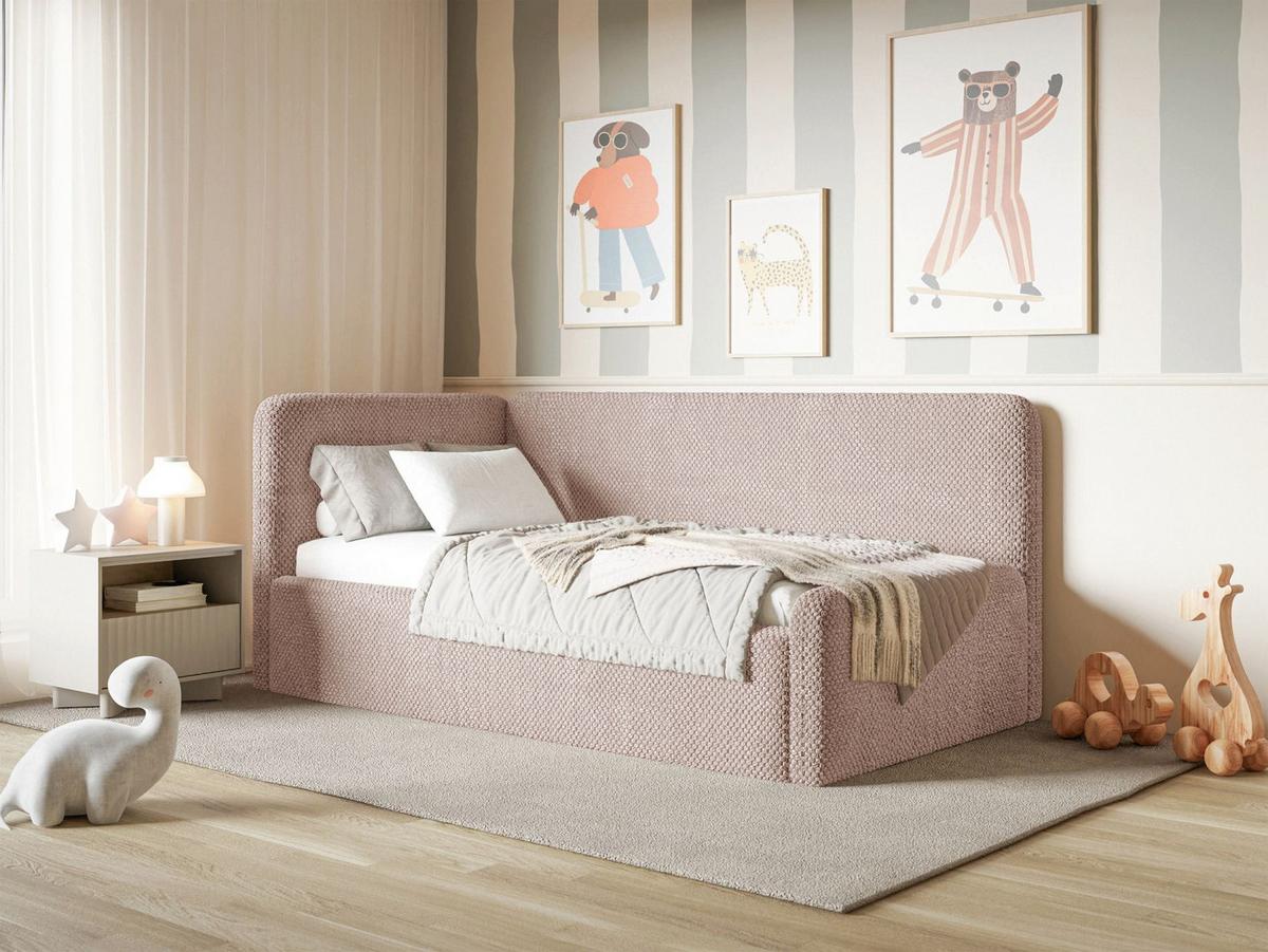 JUGENDBETT Fanko Plüsch Puderrosa 90x200 cm - Hellrosa/Schwarz, Kunststoff/Textil (90/200cm) - Selsey