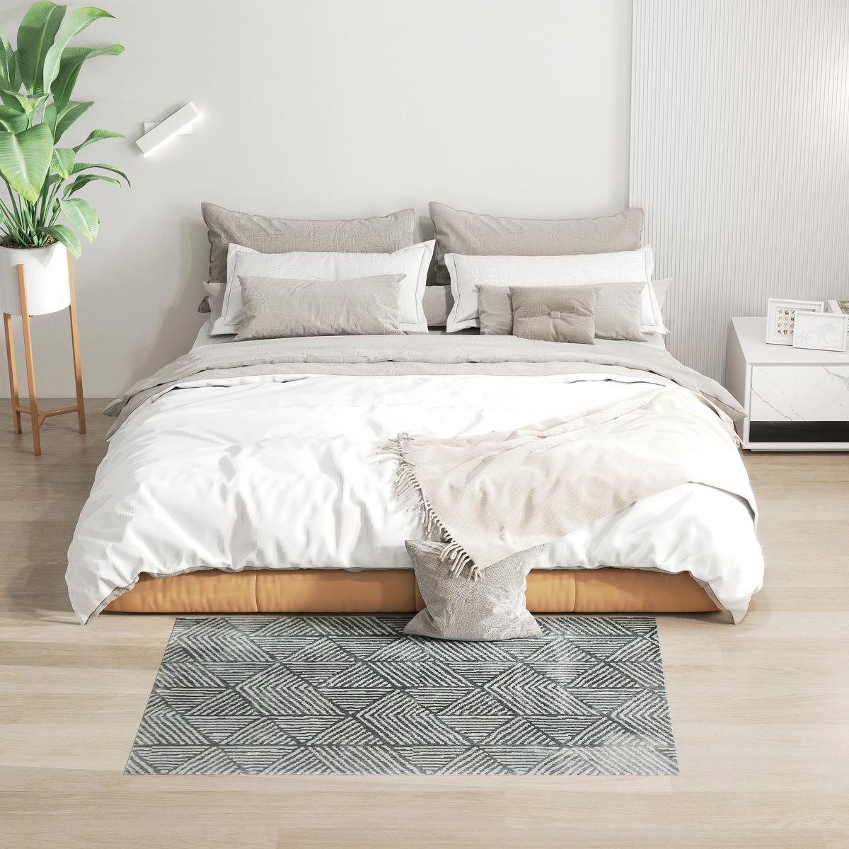 TEPPICH Polypropylen Dunkelgrau - Dunkelgrau, Kunststoff (120/170cm) - HOMCOM