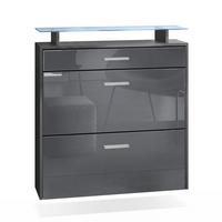 SCHUHSCHRANK Malea Fronten in Grau Hochglanz - Grau, Holzwerkstoff (89/96/23cm) - Vladon