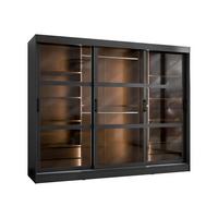 KLEIDERSCHRANK Norlio 250 mit LED Beleuchtung - Silberfarben/Schwarz, Holzwerkstoff/Kunststoff (250/203/65cm) - MIRJAN24