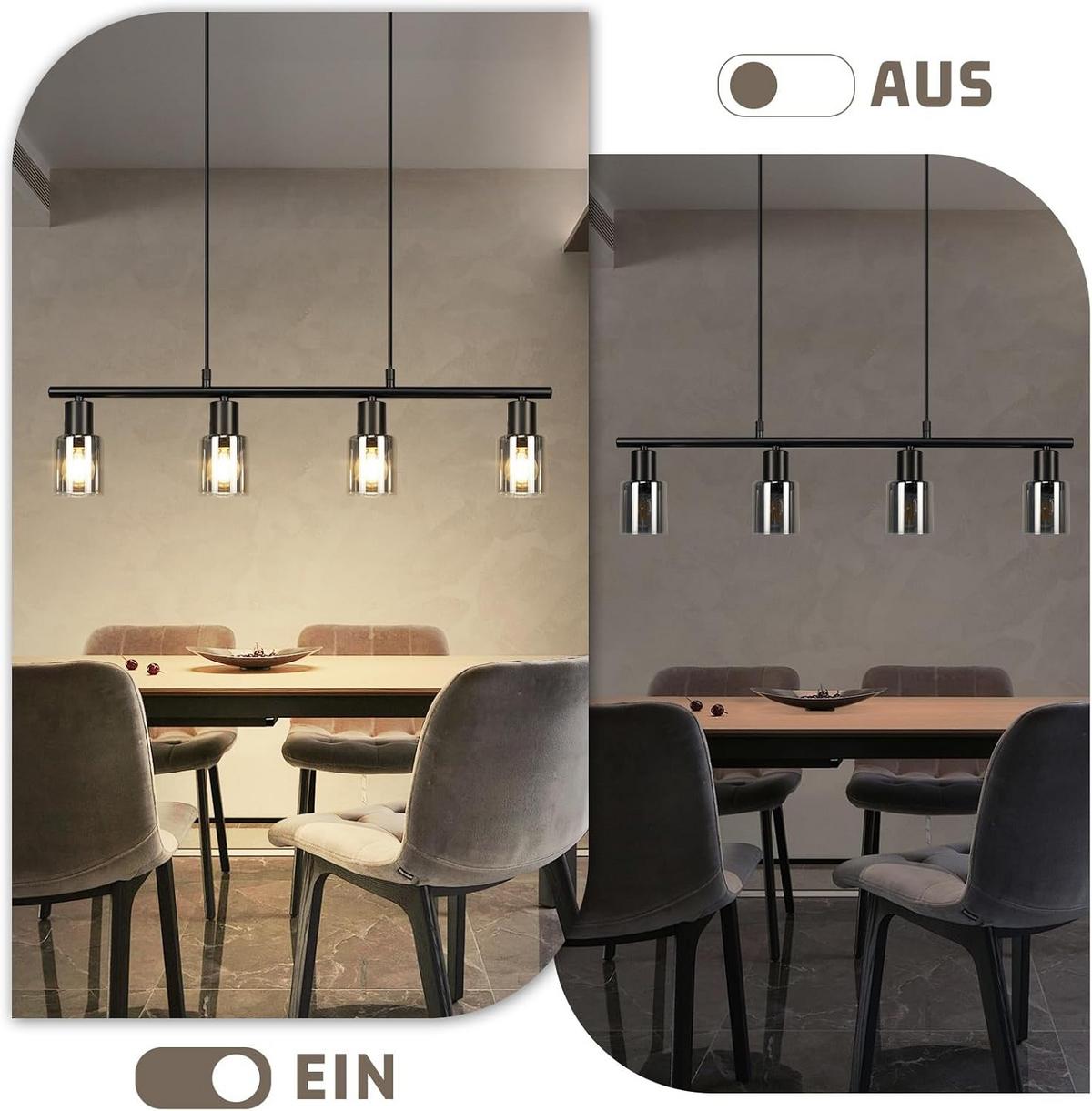HÄNGELEUCHTE Myrm Schwarz Vintage Glas 68.5/7/140 cm - Schwarz, Metall (68.5/7/140cm) - ZMH