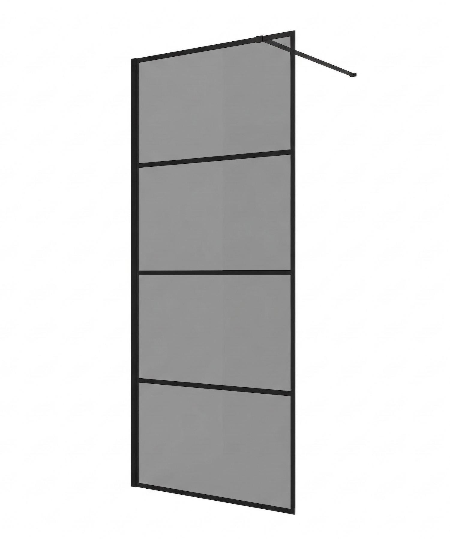 DUSCHWAND Essos - 60 x 200 cm - Schwarz - Walk-In Duschabtrennung aus Rauchglas - Anthrazit/Schwarz, Glas (60/200cm) - Badplaats