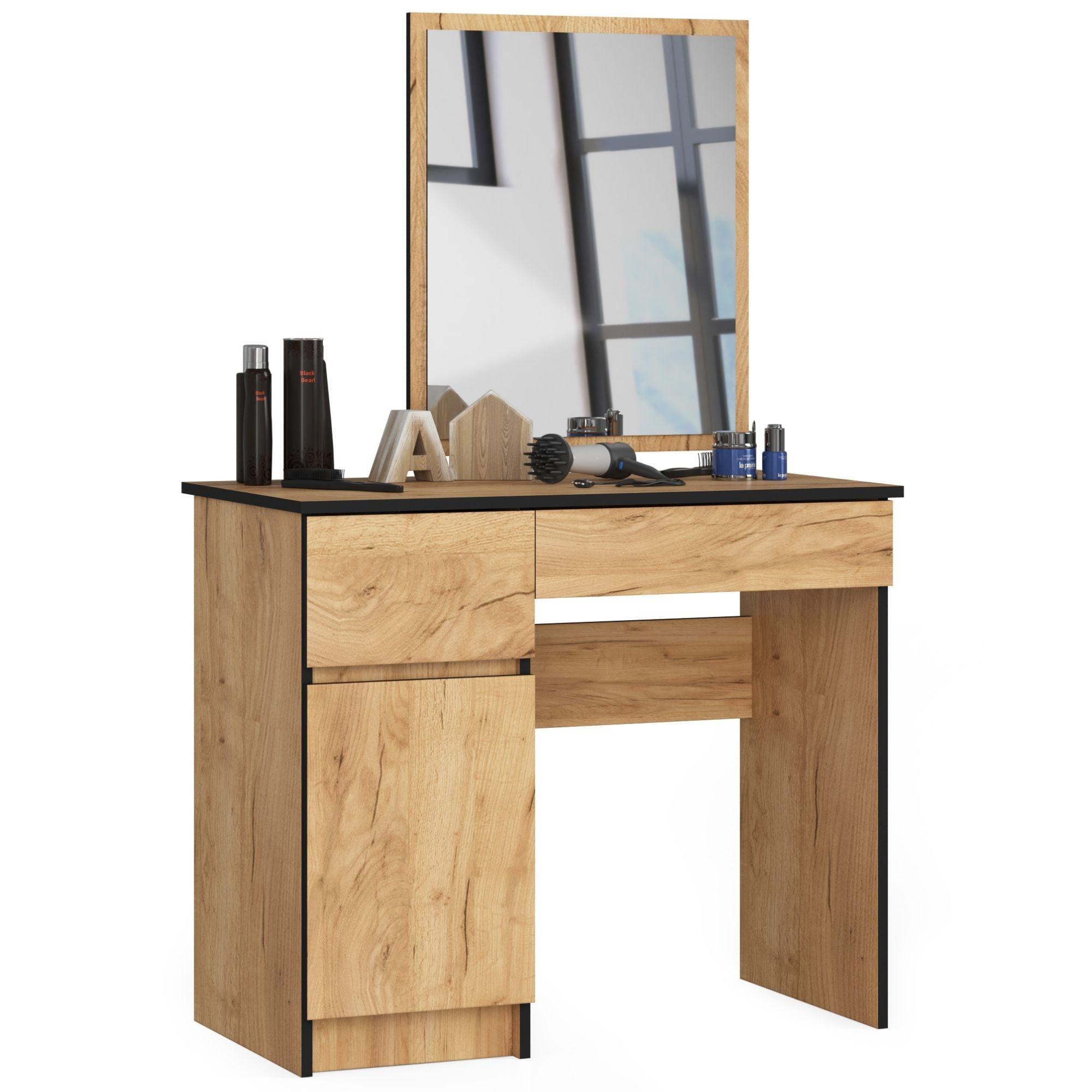 SCHMINKTISCH mit Spiegel - Sonoma Eiche, Holz (90/142/50cm) - RAUMHIRSCH FURNITURE
