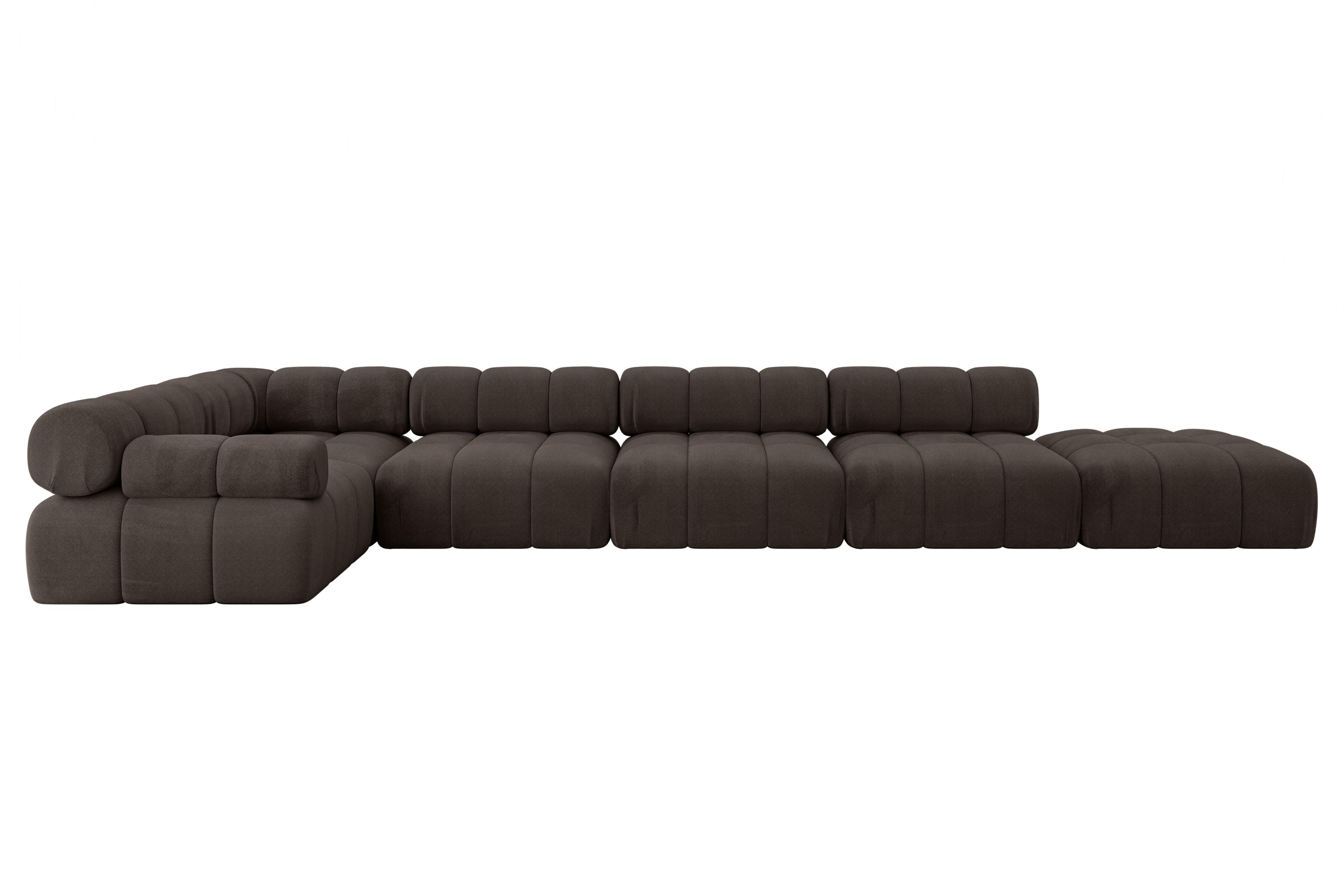 ECKSOFA modulares Sofa Felto-L3 - 475x190x70 cm Braun Velours - Braun, Holzwerkstoff/Textil (475/190cm) - ALTDECOR