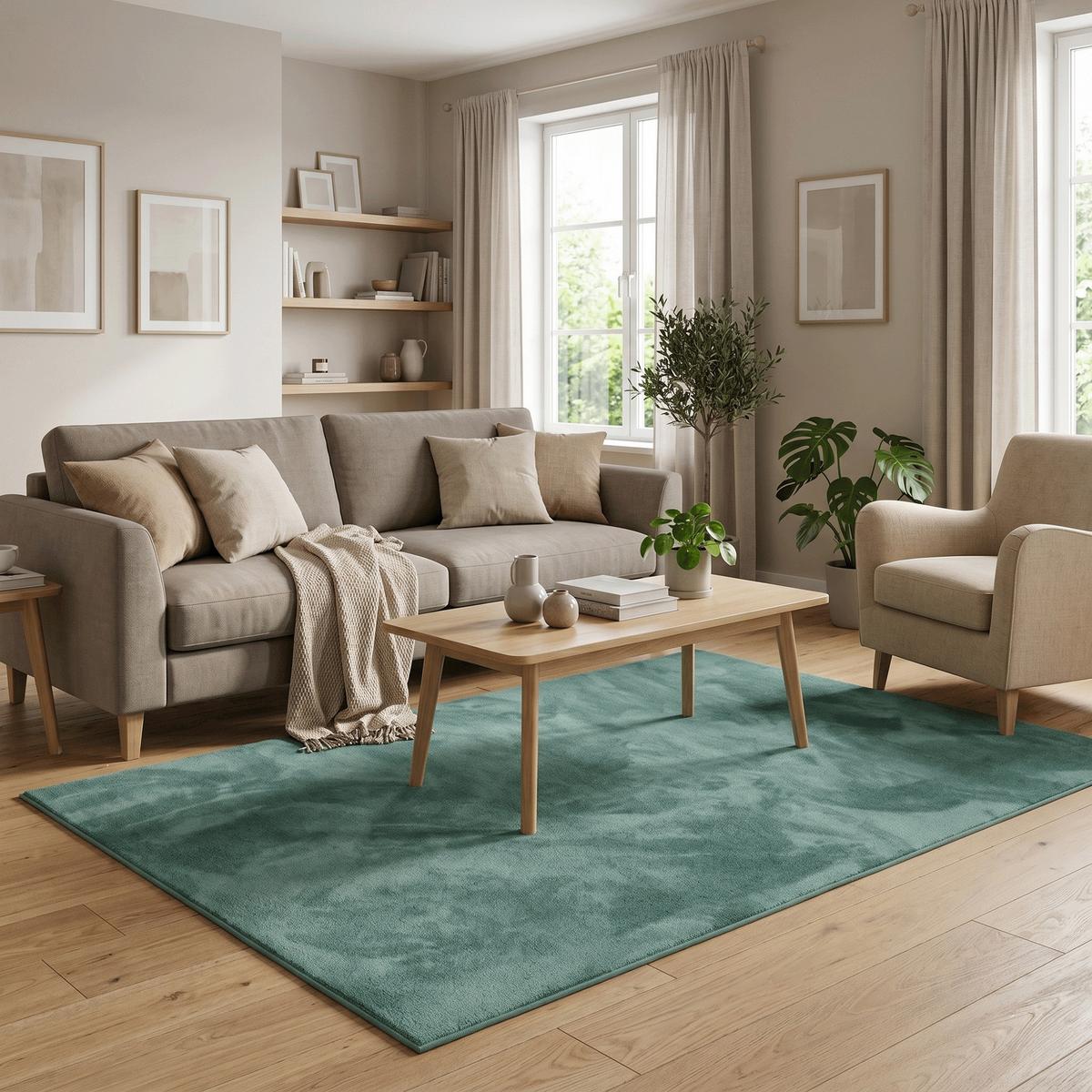 HOCHFLOR LANGFLOR TEPPICH SUPER SOFT MELIA - Mintgrün, Textil (80/150cm) - Pergamon
