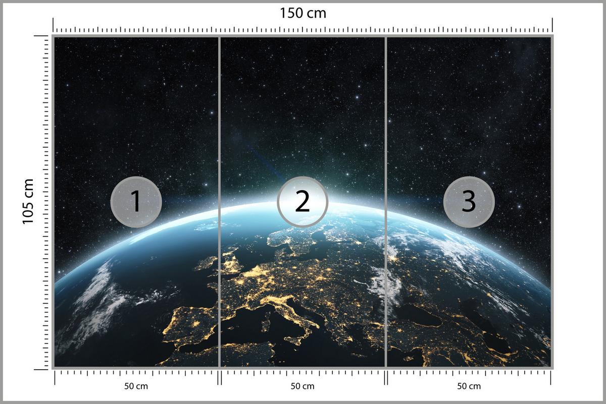 FOTOTAPETE für Wohnzimmer Erde Aus Dem Kosmos Planet 150x105 - Blau/Gelb, Papier (150/105cm) - Muralo