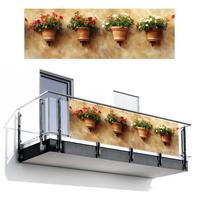 BALKON-SICHTSCHUTZ Blumentöpfe - Wand - Vintage Windschutz 300x100 cm - Terracotta, Kunststoff (300/100cm) - MuchoWow