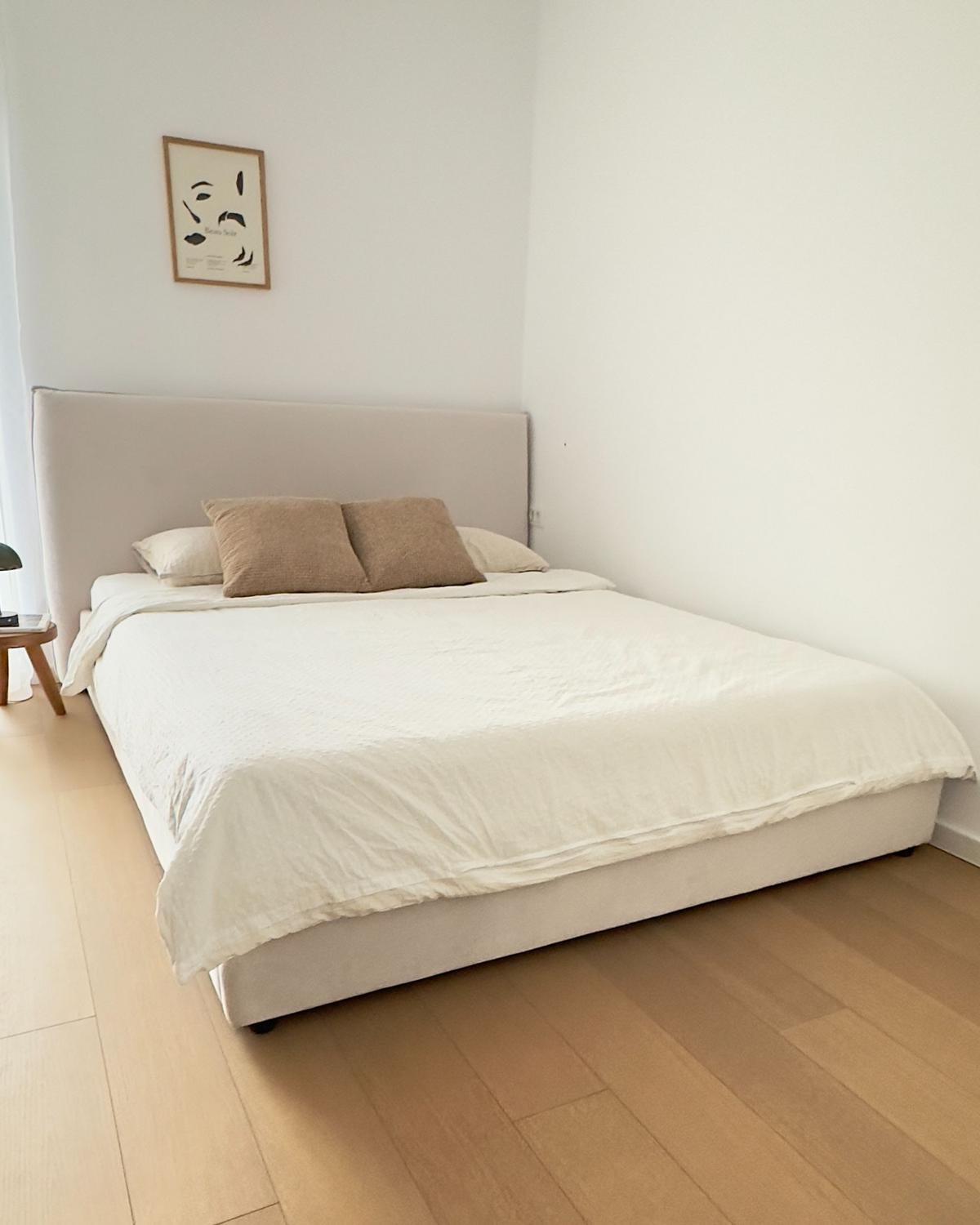 BETT mit Lattenrost 160/200 cm Samtstoff Cremeweiß Lavaur - Creme, Textil (160/200cm) - Beliani