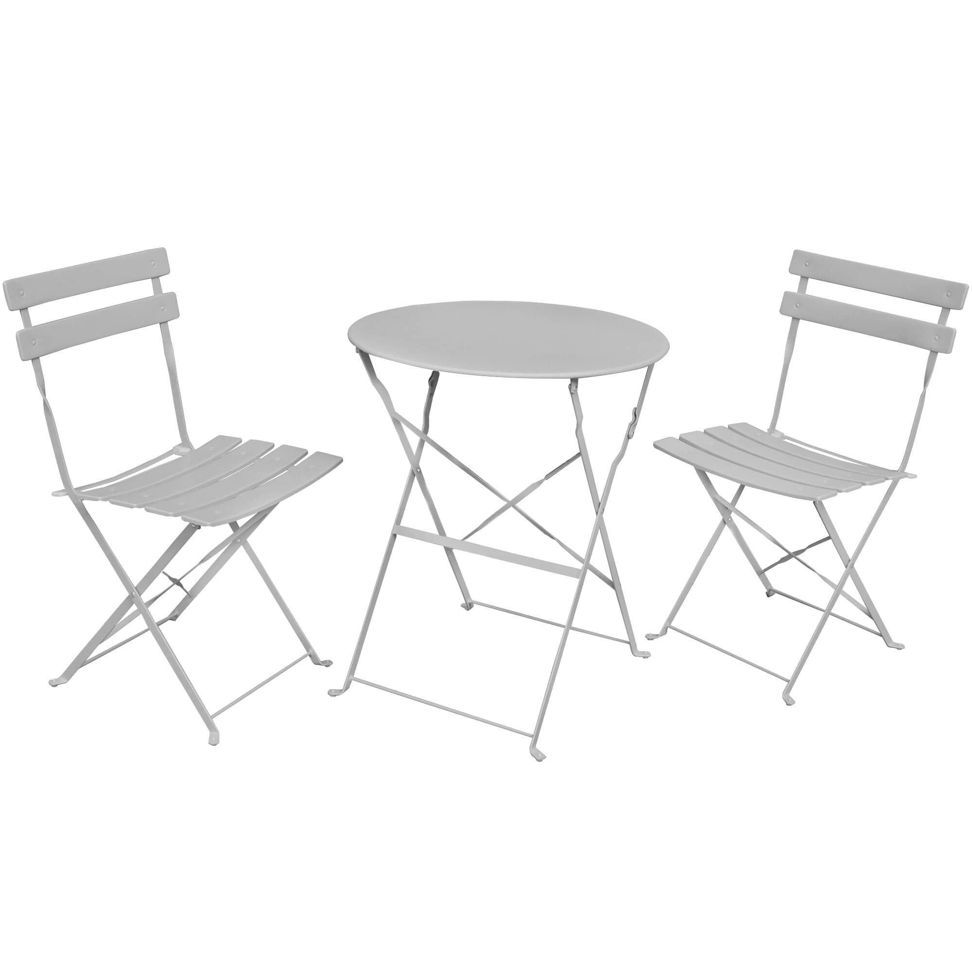 KLAPPTISCH mit Klappstühlen, Set Grau 42/81/42 - Grau, Metall - RAUMHIRSCH FURNITURE