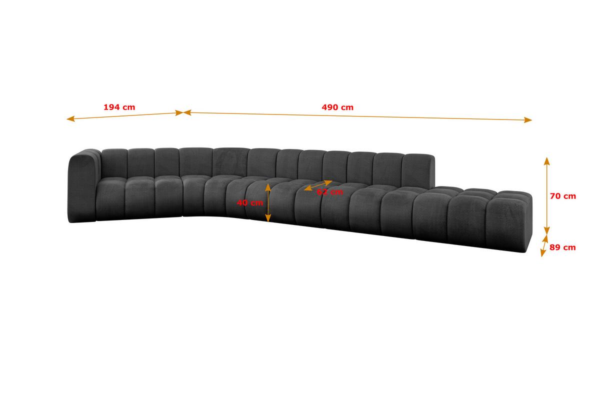 ECKSOFA modulares Sofa Tilmo-L2 - 490x194x70 cm Schwarz - Schwarz, Holzwerkstoff/Textil (490/194cm) - ALTDECOR