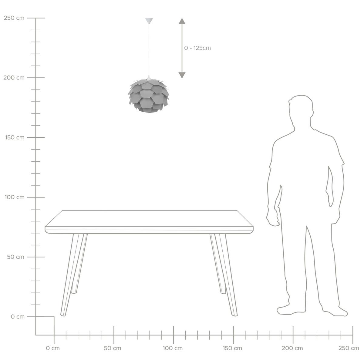 HÄNGELEUCHTE Segre 40/40/165 cm - Grau, Kunststoff (40/40/165cm) - Beliani