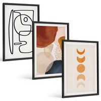 BILDER SET 3er Set - 40x60 cm Schwarzer Rahmen - Abstrakte Farbdekorationen - Schwarz, Kunststoff (40/60cm) - TULUP