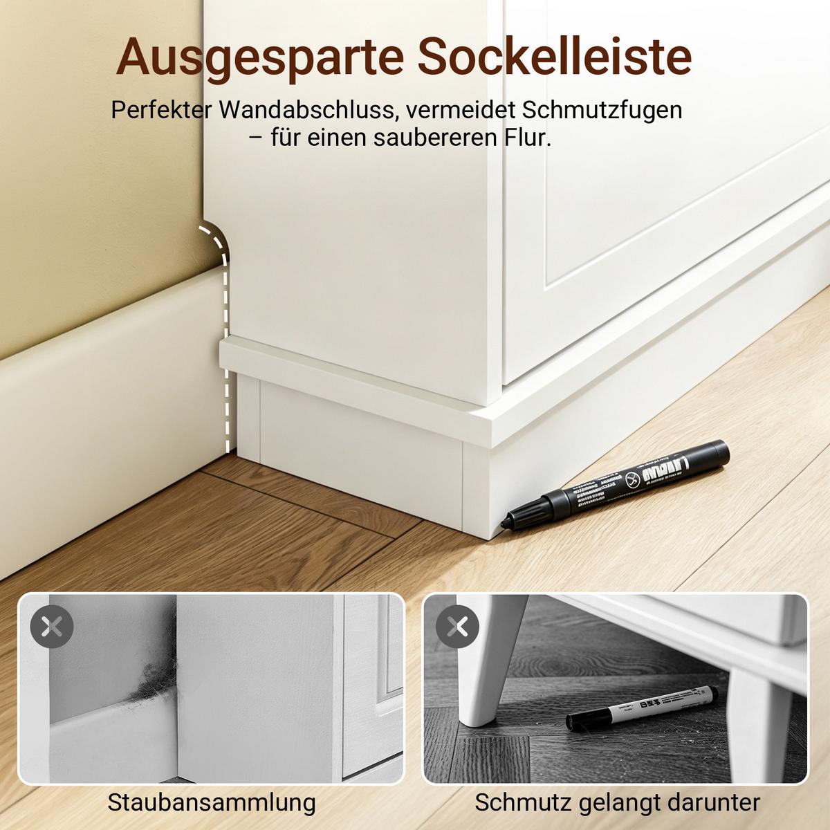 SCHUHSCHRANK schmal mit 3 Klappen, Weiß 76x18x113cm - Weiß, Holzwerkstoff (18/113/76cm) - SoBuy
